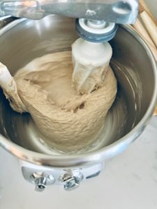 Machine mixing high hydration sourdough